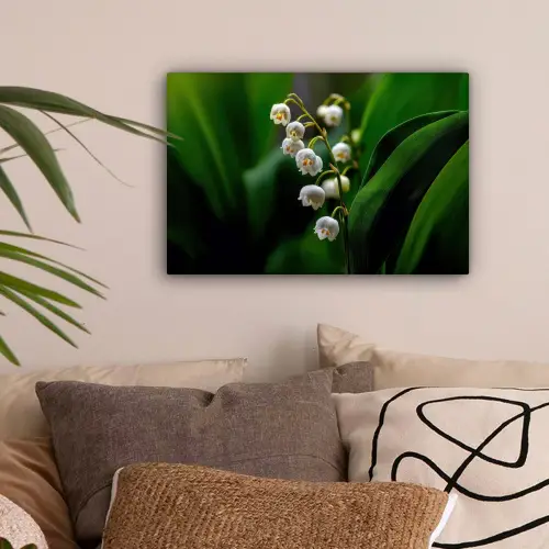 Bloemen - Wit - Bladeren - Lelietjes canvas 2cm klein -sfeer1