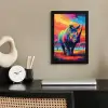 Neushoorn - Zonsondergang - Savanna - Kleurrijk fotolijst zwart zonder passe partout klein -sfeer1