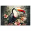 Toekan - Vogels - Bloemen - Planten - Tropisch poster papier klein -3d