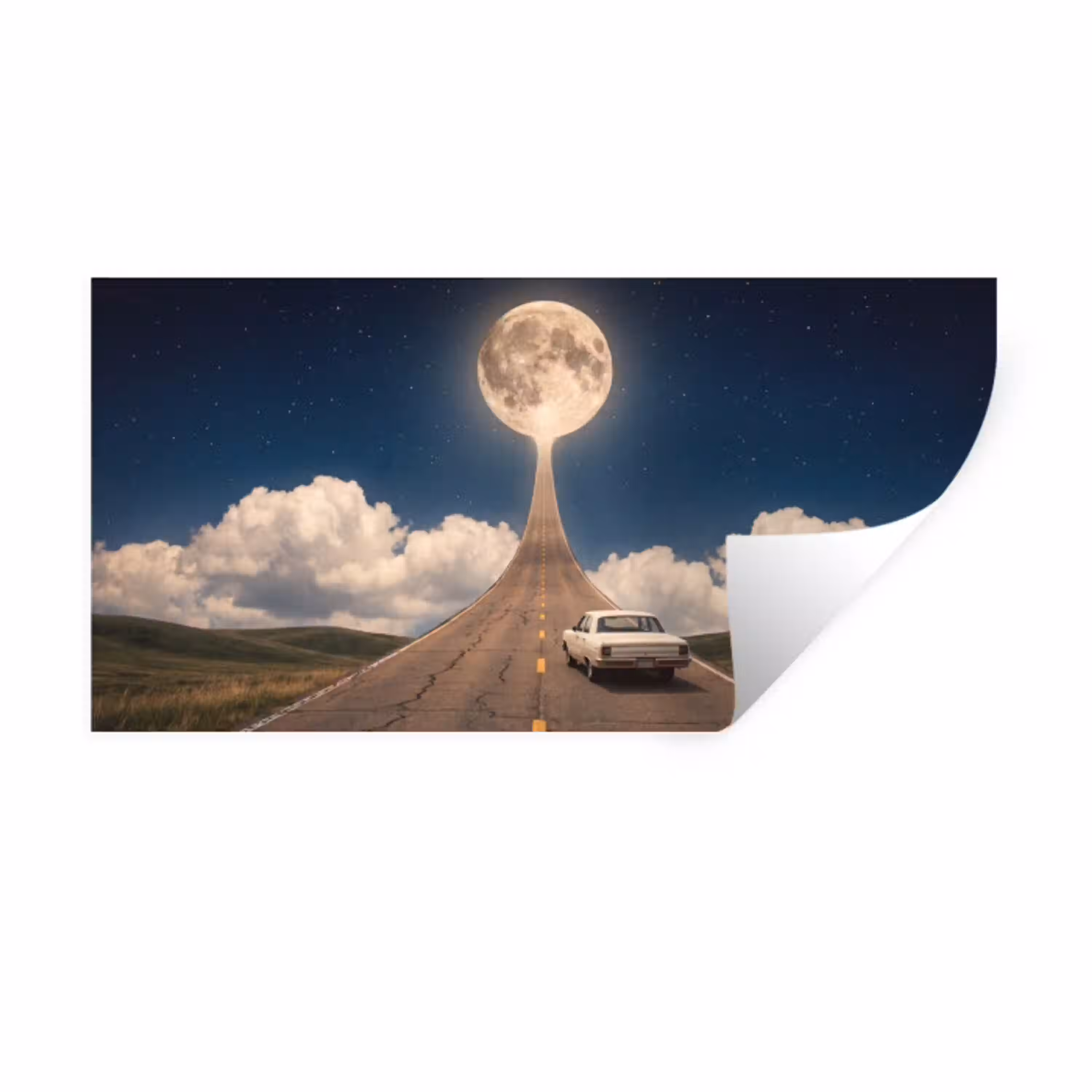 Weg - Maan - Nacht Muursticker klein -3d