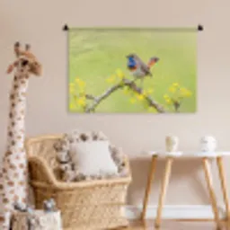 Vogel - Tak - Natuur - Kleurrijk Wandkleed katoen middel -wsfeer5_kind