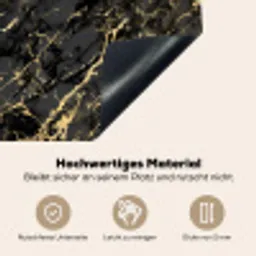 Marmer - Zwart - Goudstructuur Inductie beschemer met haakjes klein 777 -ky-onderkant-de