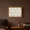 Textuur - Linnen - Beige Light Box met batterij (Wandlamp) middel 907 -sfeer4