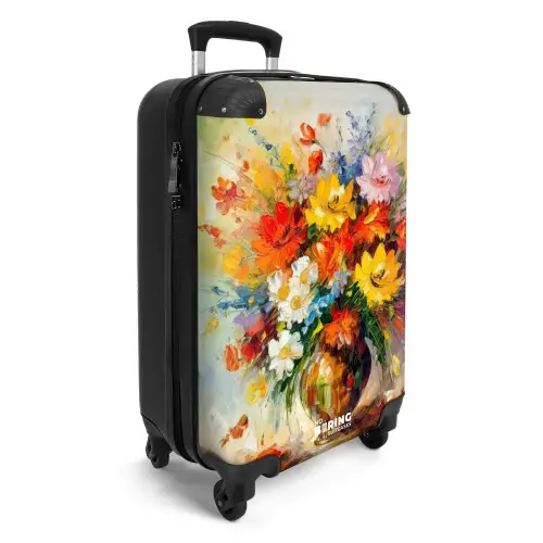 Bloemen - Kleurrijk - Olieverf - Bloempot NBS - Handbagage koffer - Kinderen Unisex middel -productfoto_3d