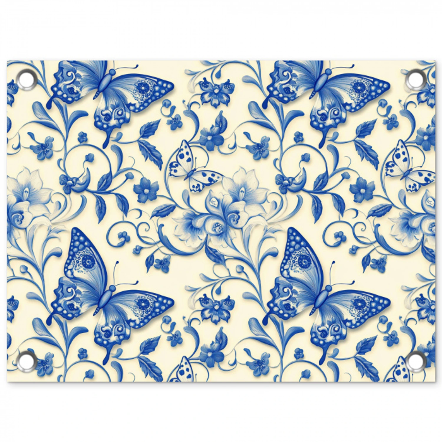 Vlinders - Bloemen - Blauw - Botanisch tuinposter los doek klein 239 -3d