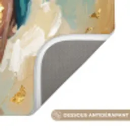 Portret - Vrouw - Schilderij - Blauw - Goud - Expressief Badmat klein -USP_AntislipFR
