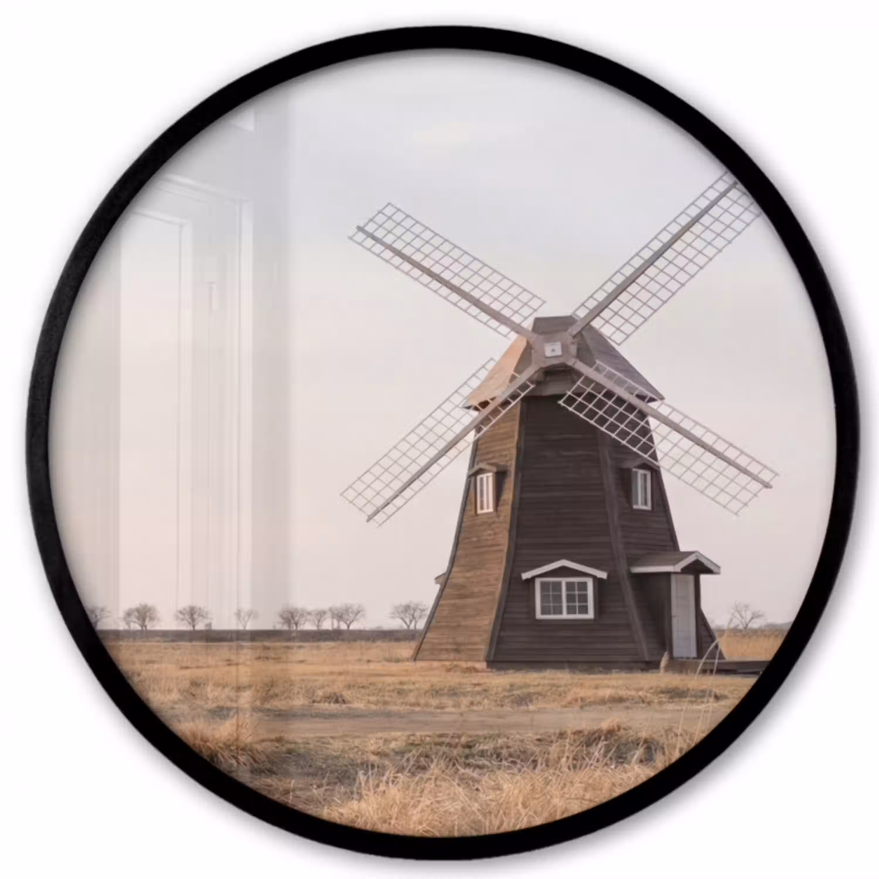 Windmolens - Landschap - Veld Fotolijst rond zonder passe partout klein -3d