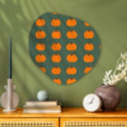 Pompoen - Patroon - Oranje Wandcirkel Organisch Aluminium middel 851 -sfeer2