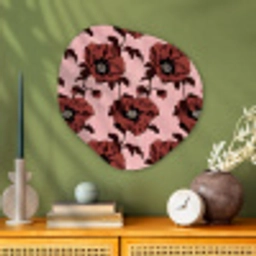 Bloemen - Retro - Rood Wandcirkel Organisch Aluminium middel 851 -sfeer2