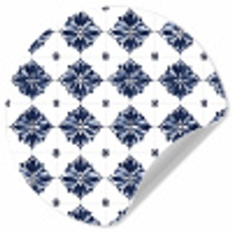 Tegelmotief - Blauw - Wit - Bloem Wandcirkel behangsticker klein 186 -3d