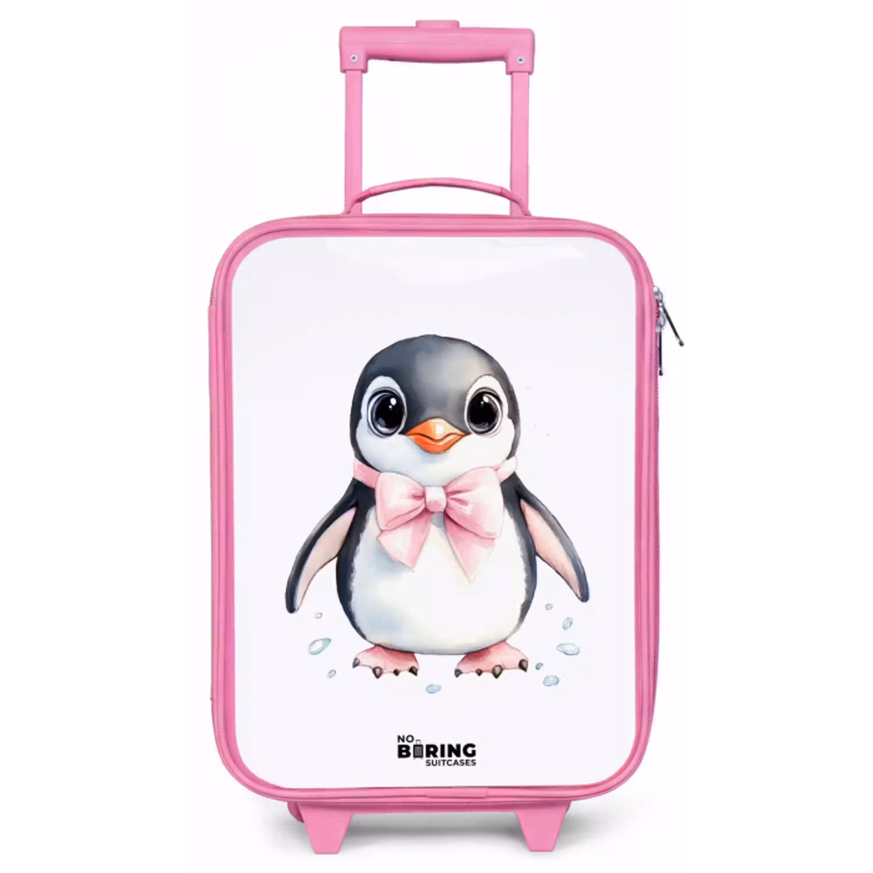 Pinguïn met roze strik en ijsdruppels Kinderkoffer - Roze klein -zz3dotto