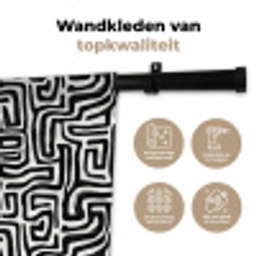 Grafisch - Lijnen - Zwart - Wit Wandkleed katoen klein 269 -sfeer2