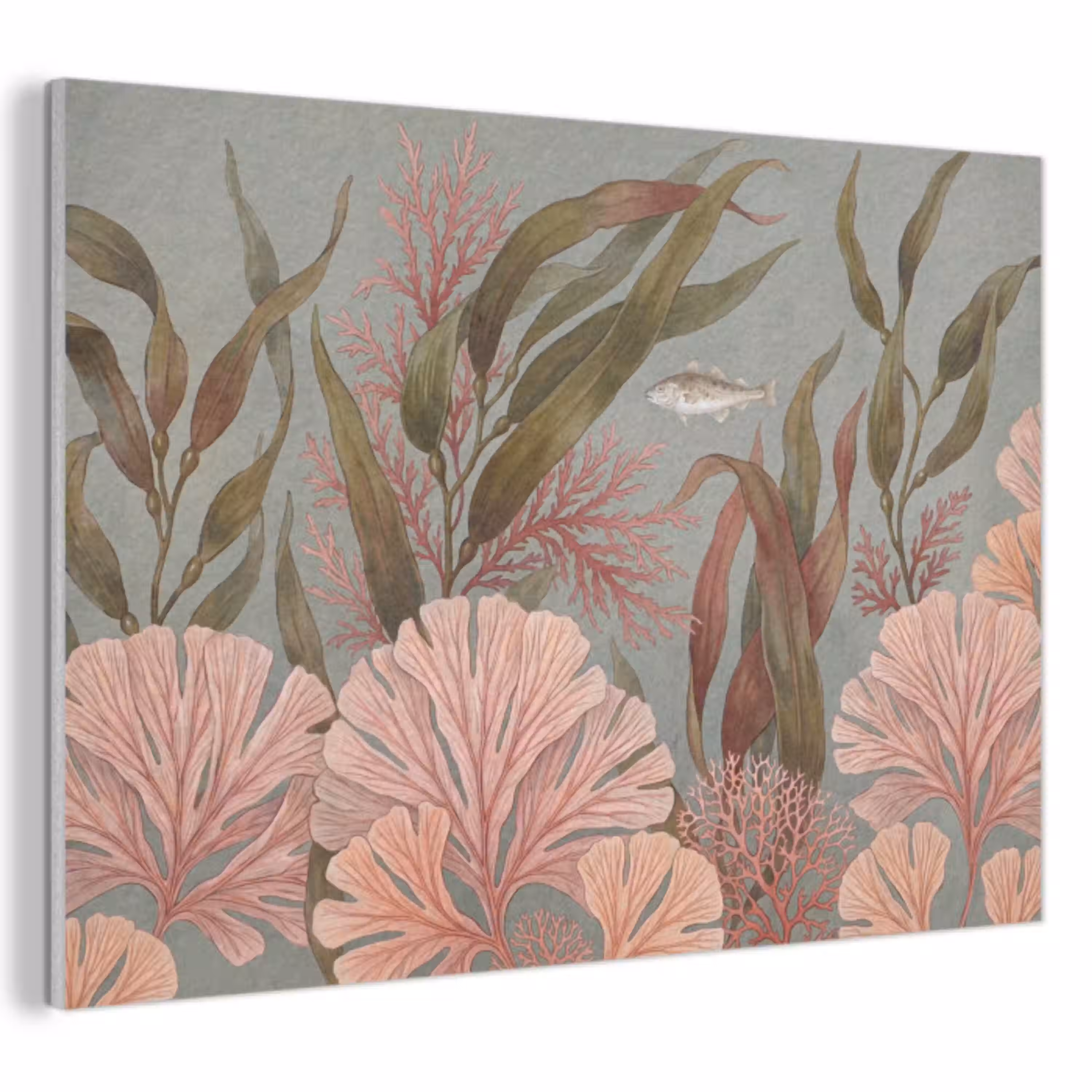Onderwater - Planten - Vis - Vintage - Groen PET vilt klein -3d