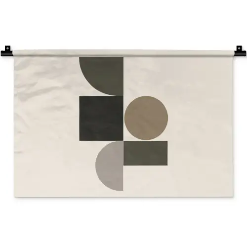 Aardetinten - Abstracte compositie - Eenvoudige vormen Wandkleed katoen klein -zz3d