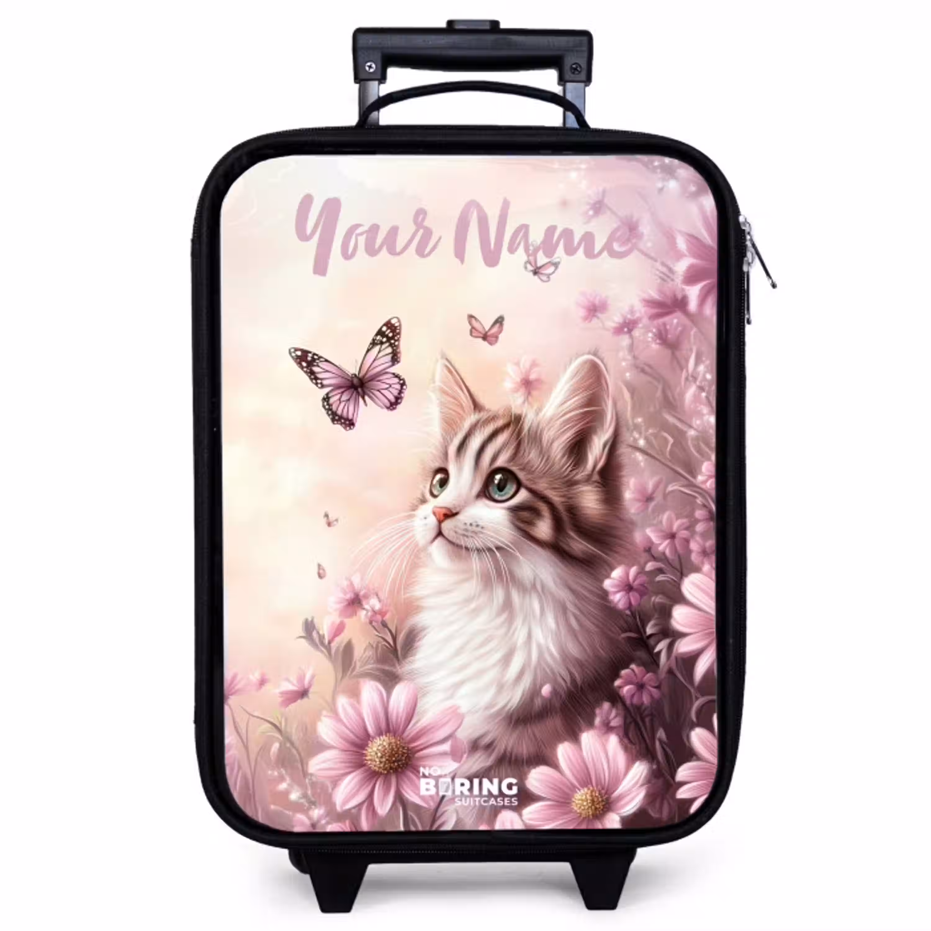 Kitten - Vlinders - Paars - Bloemen Kinderkoffer - Zwart klein -zzz_website3d