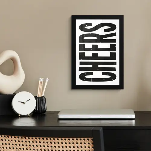 Retro - Cheers - Zwart - Decoratie fotolijst zwart zonder passe partout klein -sfeer1