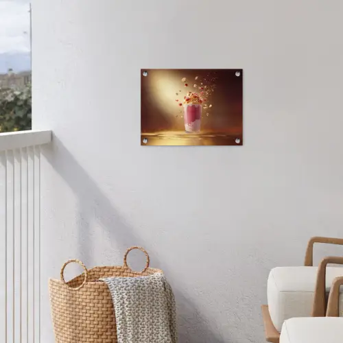 Framboos - Smoothie - Drinken - Roze tuinposter los doek klein -sfeer8