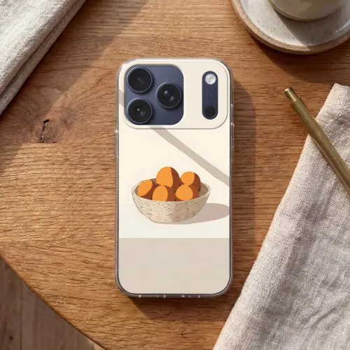 Mand - Fruit - Minimalistisch - Oranje Telefoonhoesje iPhone 17 Pro klein -sfeer1