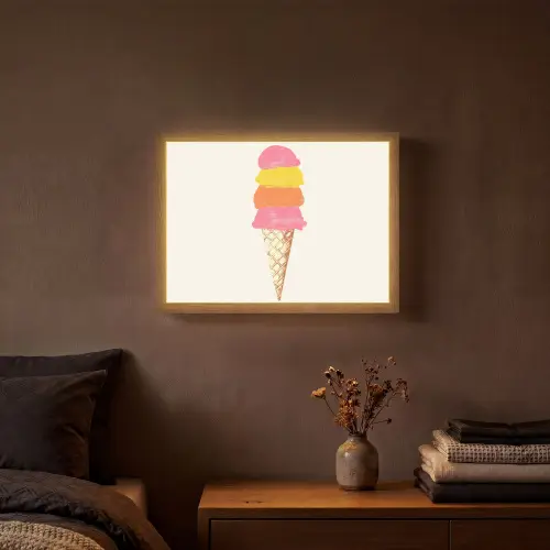 Schepijs - Hoorntje - Illustratie - Minimalistisch Light Box met batterij (Wandlamp) middel -sfeer4