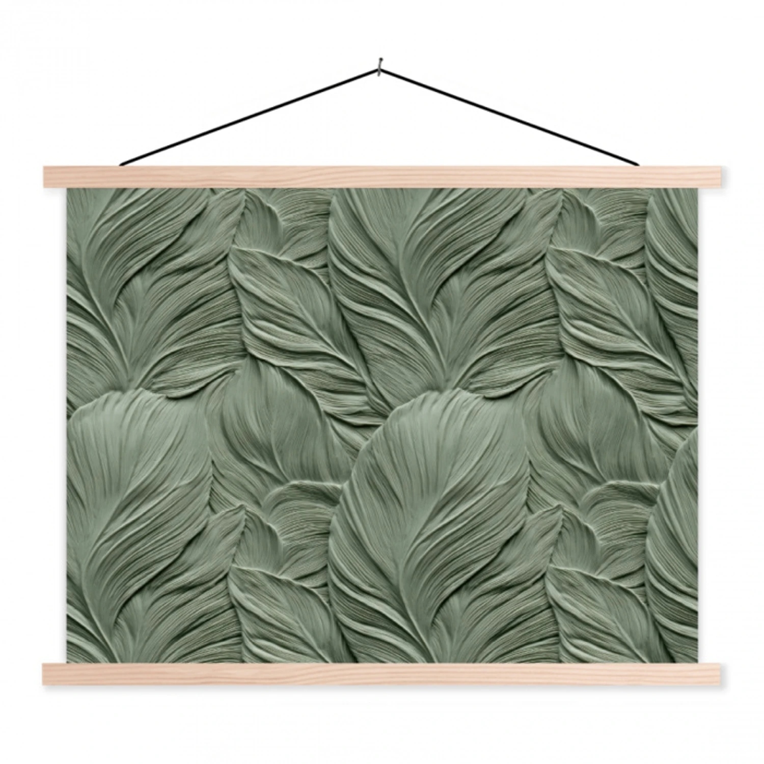 Bladeren - Textuur - Groen textielposter latten blank klein 122 -3d