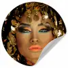 Vrouw - Cleopatra - Goud - Sieraden - Make up - Luxe Wandcirkel behangsticker klein -3d