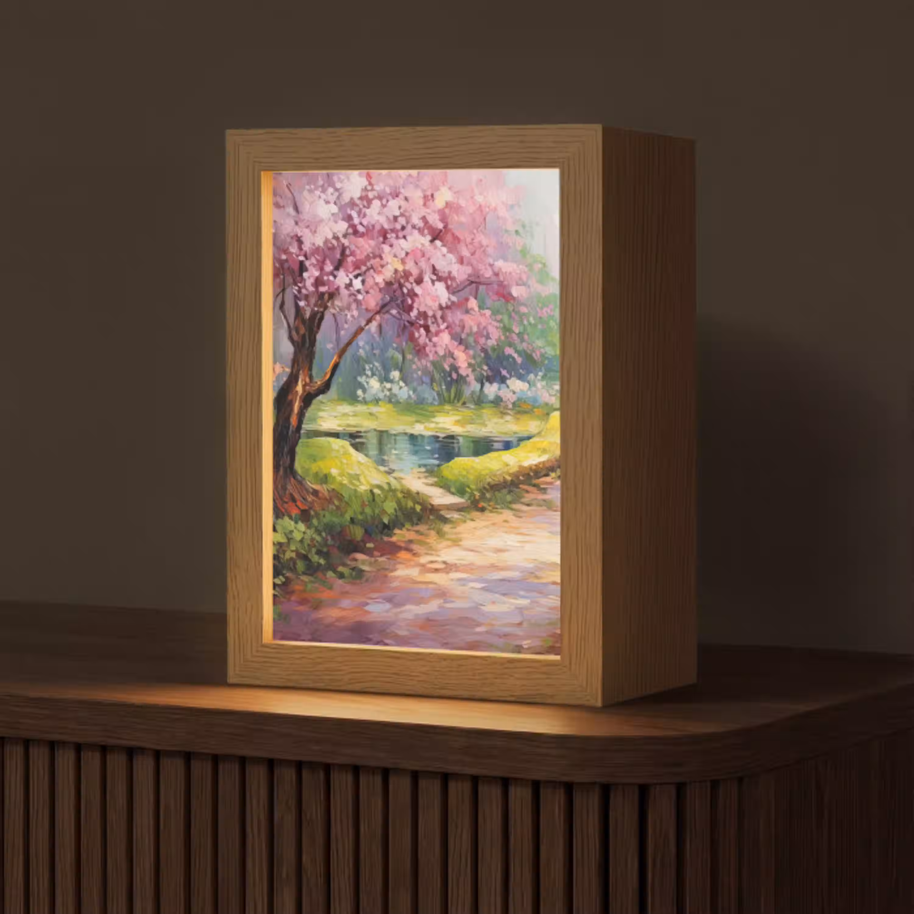 Watercolor - Natuur - Bomen - Kunst - Bloemen Light Box met kabel (Tafellamp) klein -z3d_website