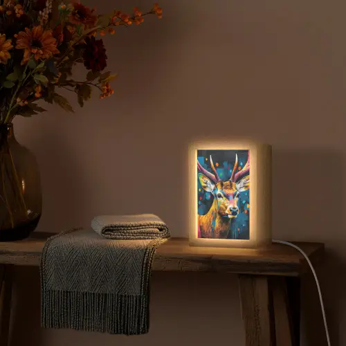 Graffiti - Hert - Dier - Kleurrijk Light Box met kabel (Tafellamp) klein -sfeer4