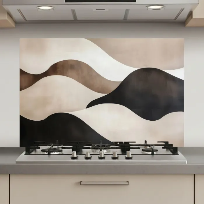 Golven - Abstract - Beige keuken achterwand spatscherm klein -3d_website