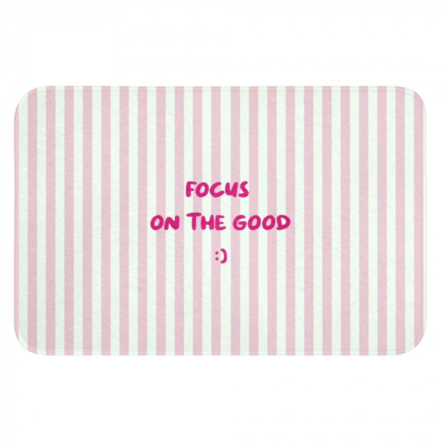Focus on the good - Strepen - Roze - Smiley Badmat klein -3d