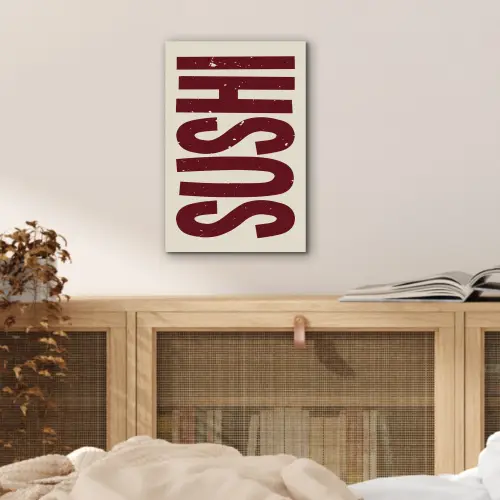 Sushi - Rood - Japandi - Decoratie aluminium wit klein -sfeer3