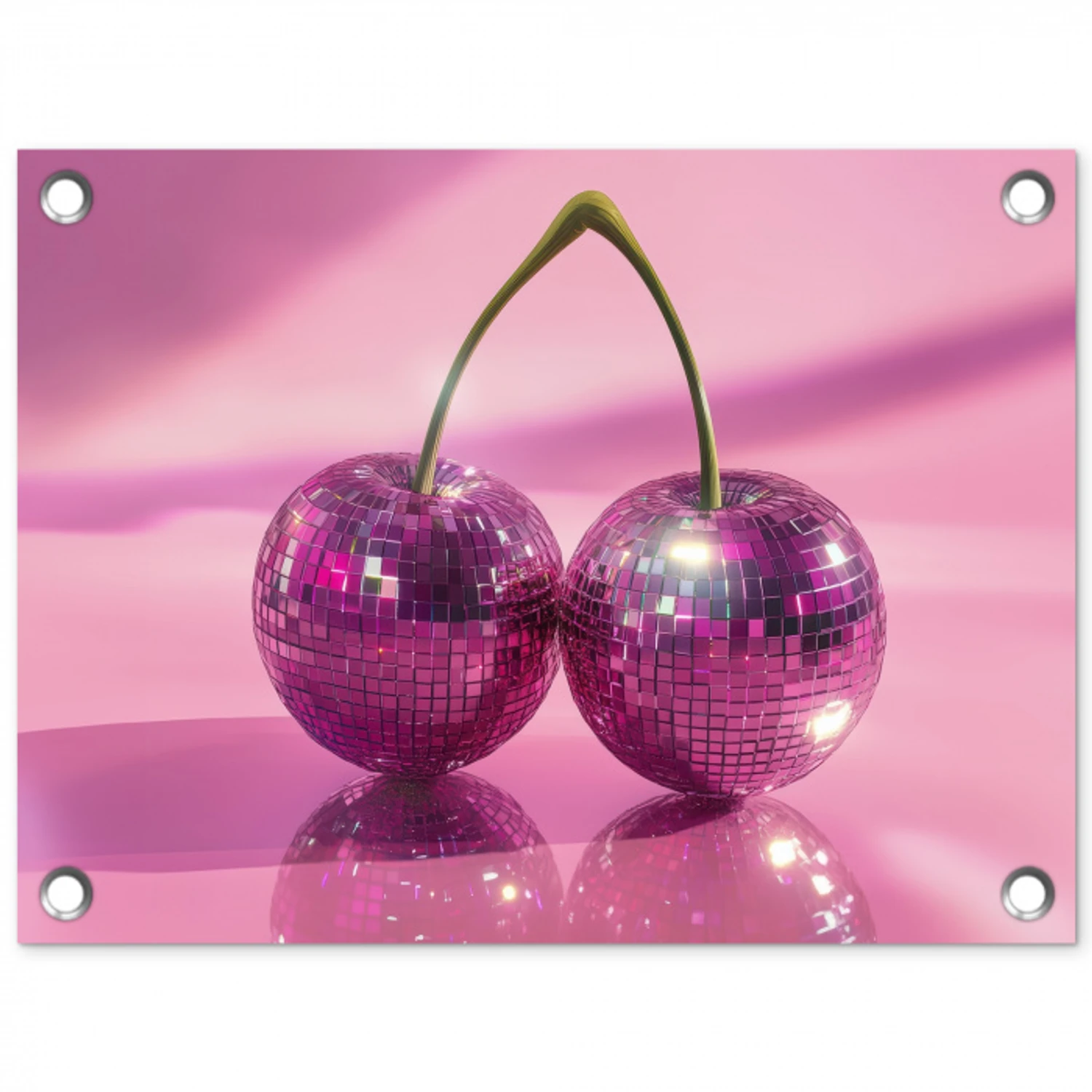 Glitter - Discobol - Roze - Kersen tuinposter los doek klein -3d