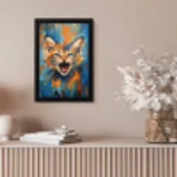 Kat - Kleurrijk - Oranje - Blauw fotolijst zwart zonder passe partout klein -sfeer5