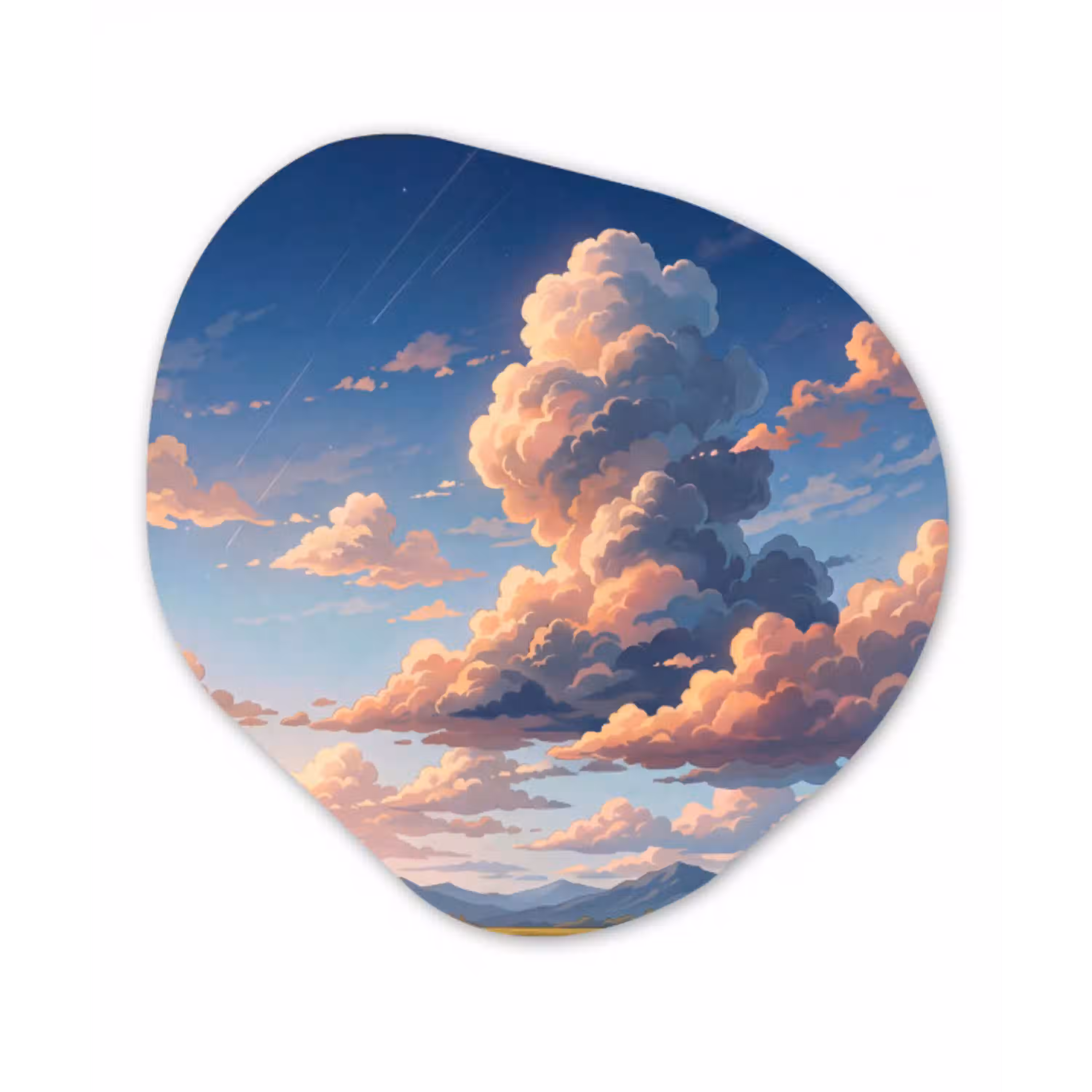 Wolken - Daghemel - Natuur - Illustratie - Oranje Wandcirkel Organisch Forex 3mm klein -3d
