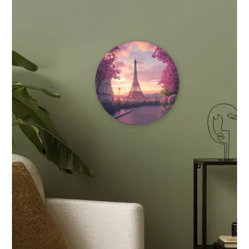 Eiffeltoren - Parijs - Roze Wandcirkel plexiglas klein -sfeer3