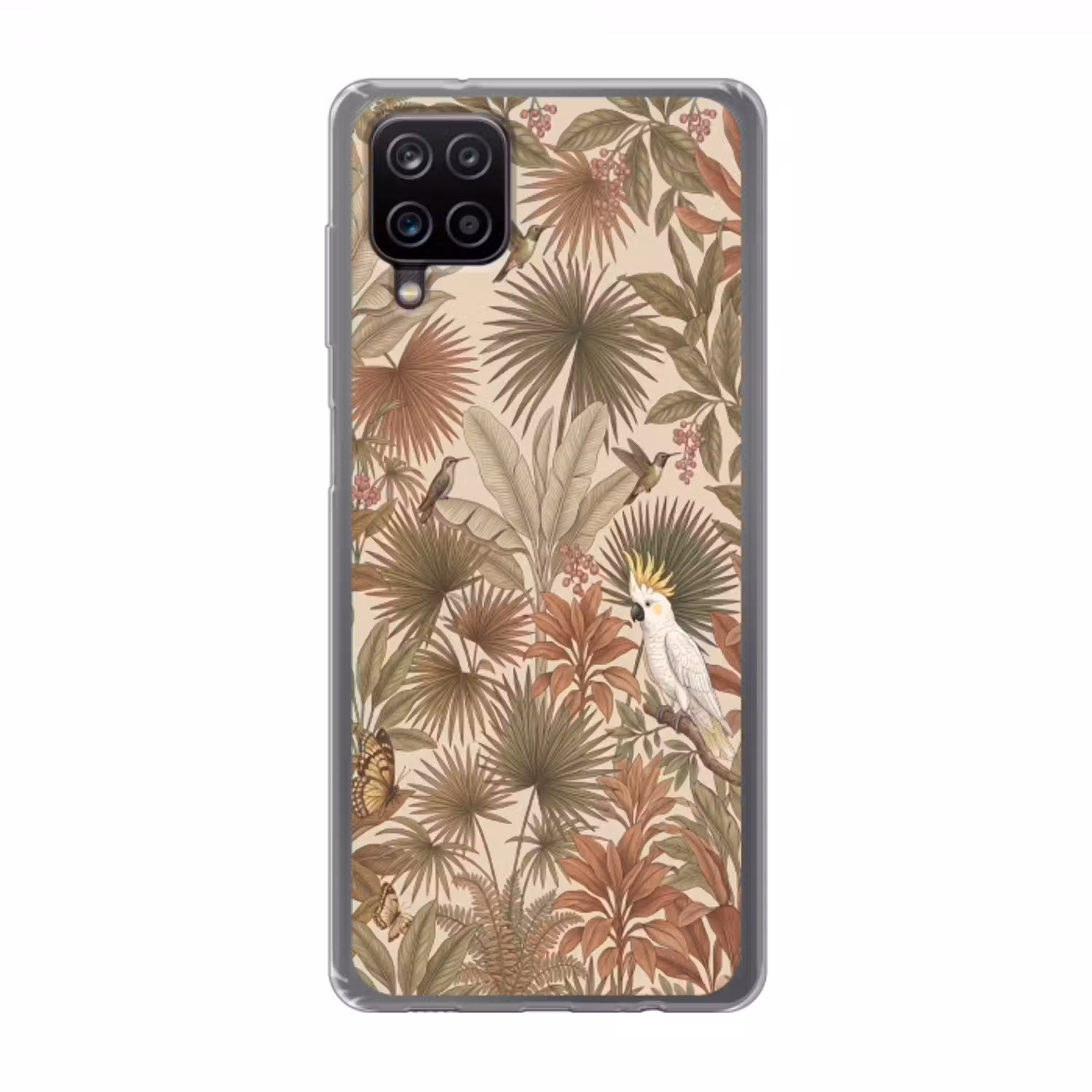 Tropisch - Vogels - Beige Telefoonhoesje Samsung Galaxy A12 klein -3d