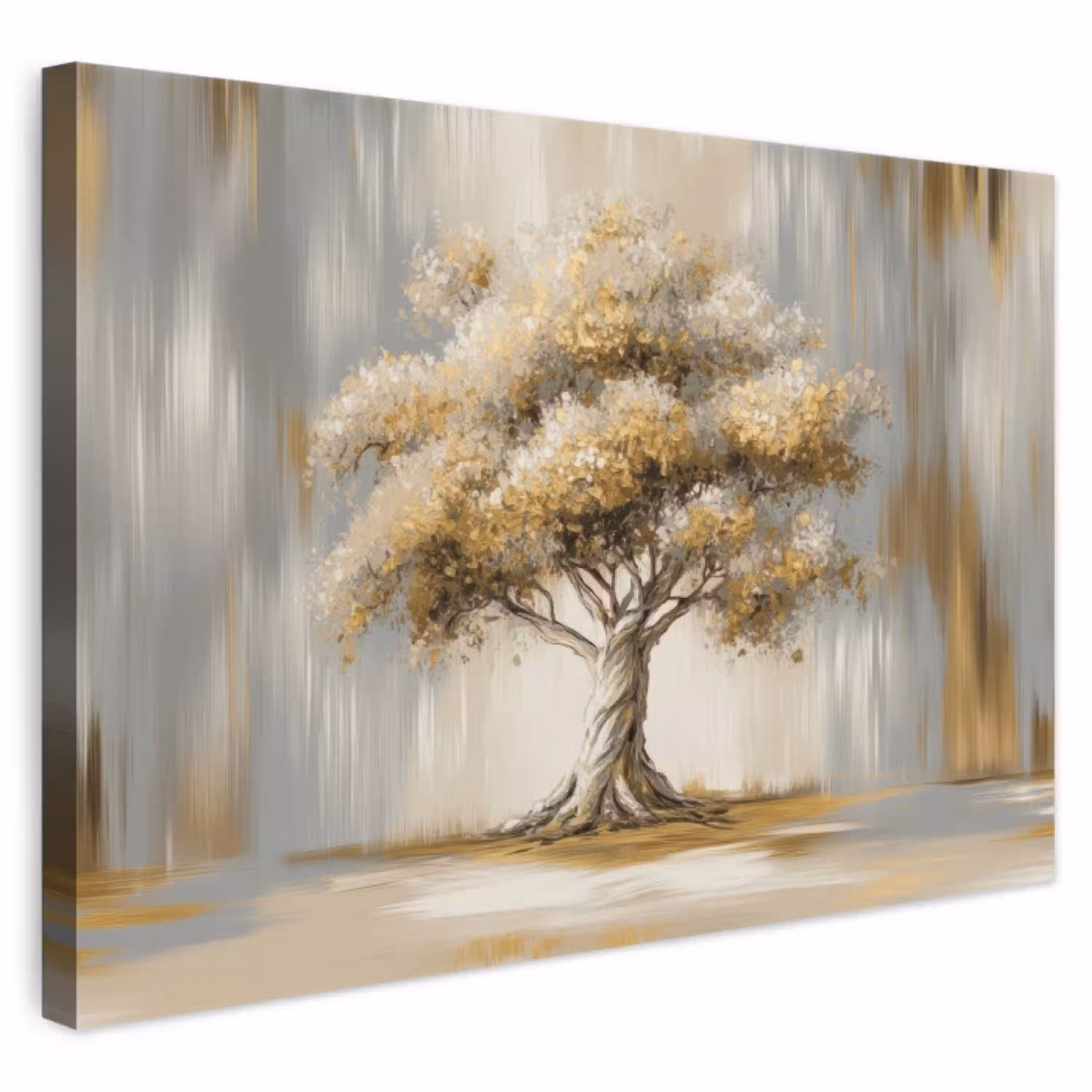 Boom - Bladeren - Abstract - Wit canvas 2cm klein -3d