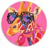 Giraf - Roze - Bril - Sjaal Wandcirkel plexiglas klein -3d