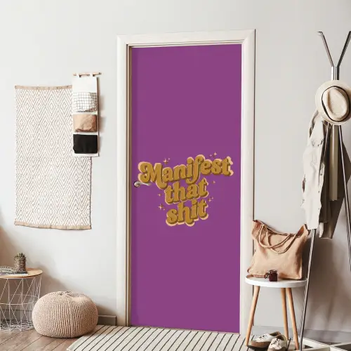 Manifest that shit - Paars - Glitter deurposter klein -sfeer6
