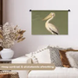Pelikaan - Wit - Vogel - Klassiek - Natuur Wandkleed katoen klein -sfeer1