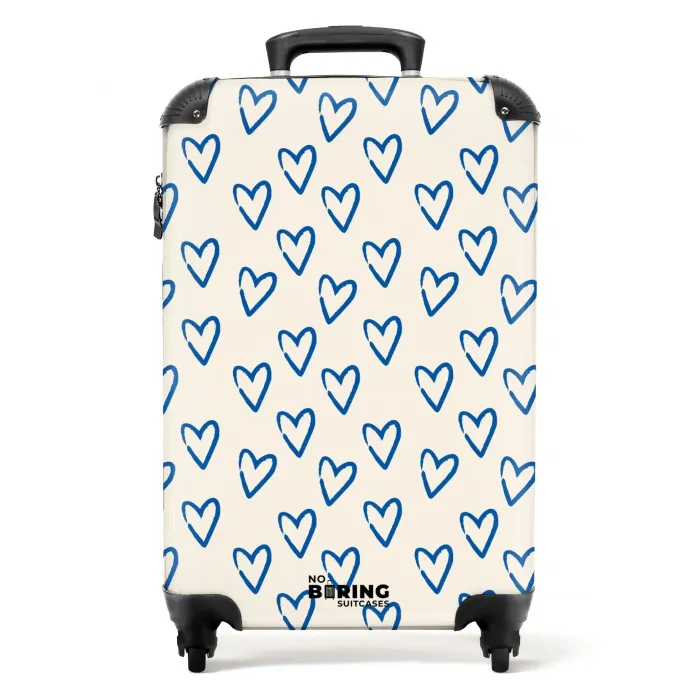 Patronen - Patroon van blauwe hartjes NBS - Handbagage koffer - Kinderen Unisex middel -productfoto_recht