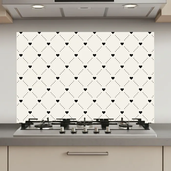 Hart - Dotline - Wit - Zwart keuken achterwand spatscherm klein 900 -3d_website