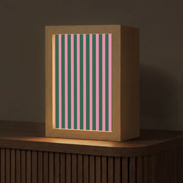 Verticale strepen - Groen - Roze Light Box met kabel (Tafellamp) klein 925 -z3d_website
