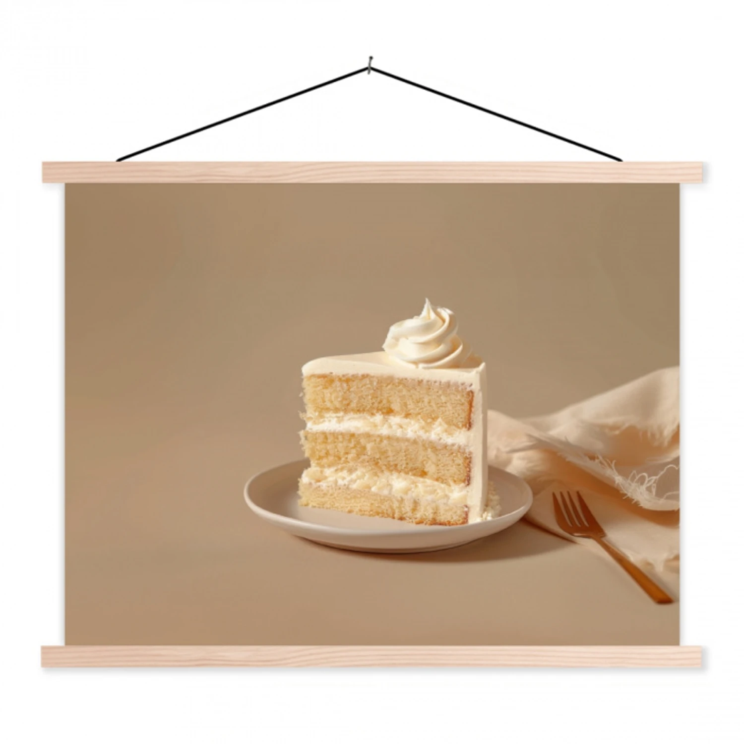 Vanilletaart - Cake - Romig textielposter latten blank klein -3d