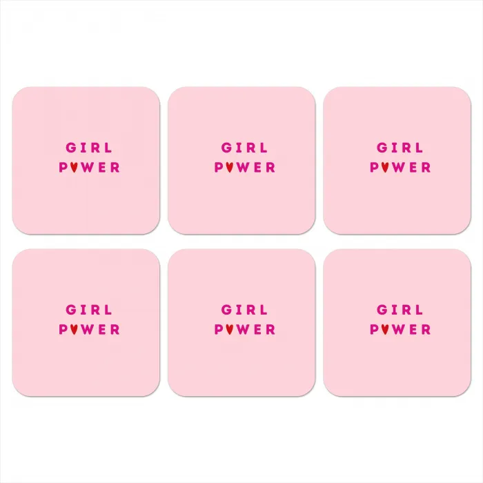 Girl power - Roze - Hartje onderzetter kurk middel -3d