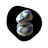 Eten - Macarons - Delfts blauw - Koekjes Wandcirkel Organisch Aluminium middel -3d