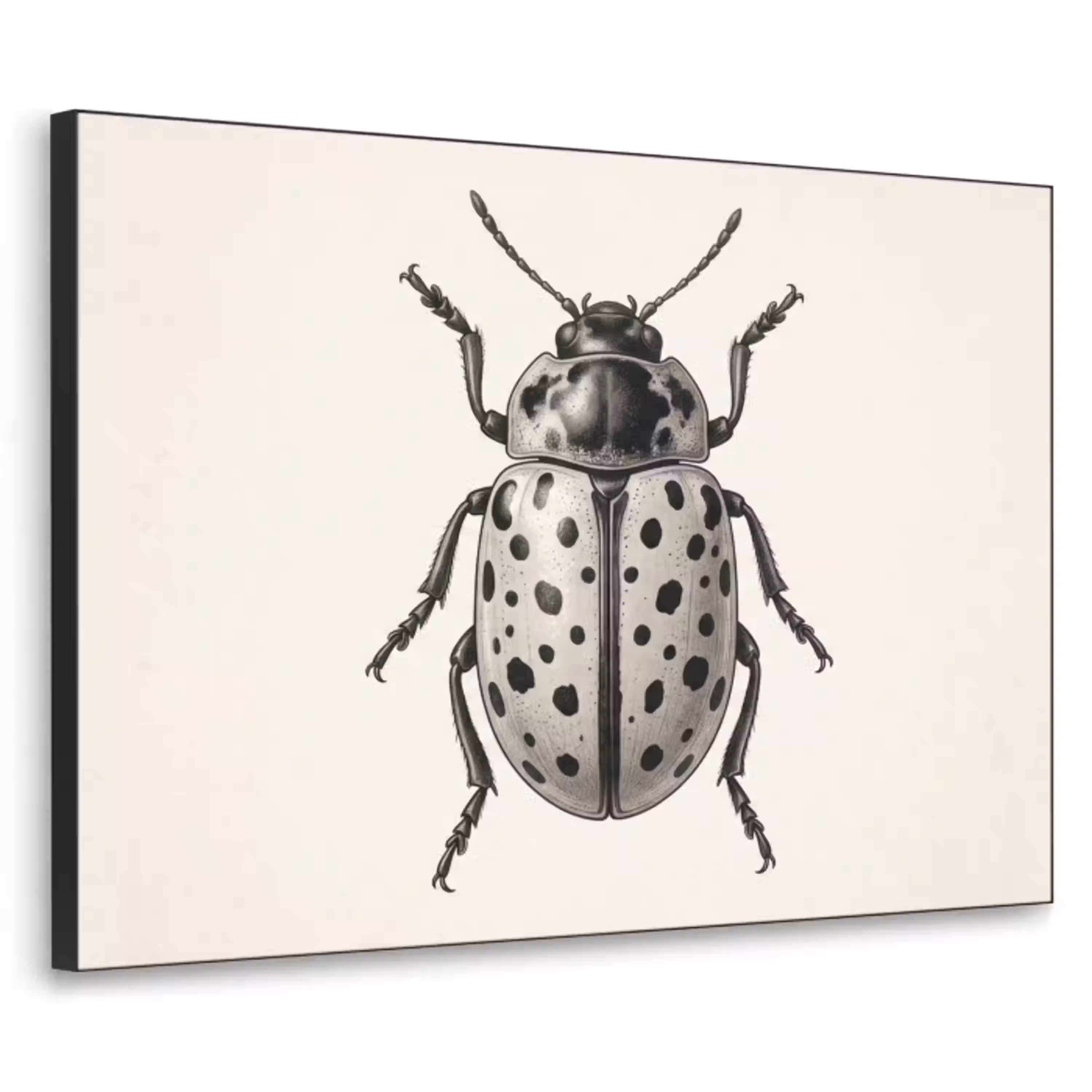 Kever - Insect - Vintage Textielframe zwart klein -3d