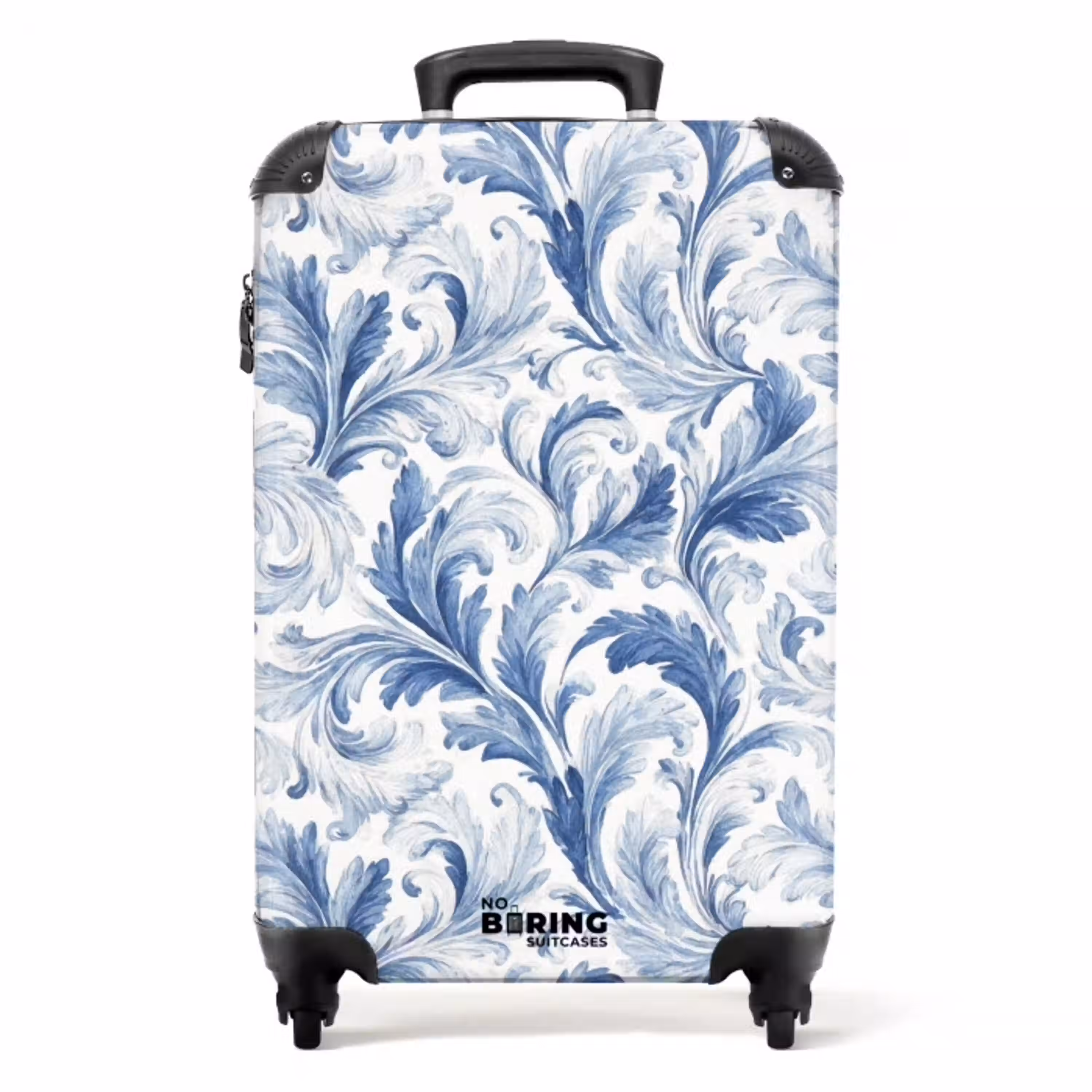 Barok bladeren patroon blauw NBS - Handbagage koffer - Kinderen Unisex middel -productfoto_recht