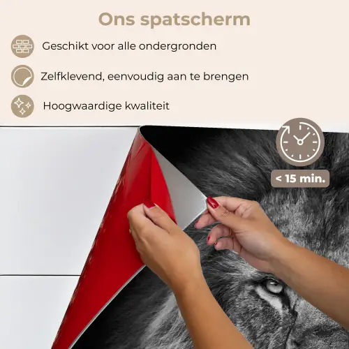 Leeuw - Dieren - Zwart - Wit keuken achterwand spatscherm klein -spatscherm_NL