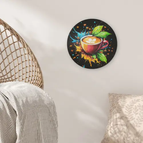 Koffie - Graffiti - Drinken - Abstract Akoestische PET Vilt - Rond klein -sfeer4