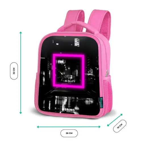 Felroze vierkant met verlichte achtergrond Kinderrugzak - Roze middel -productfoto_formaten